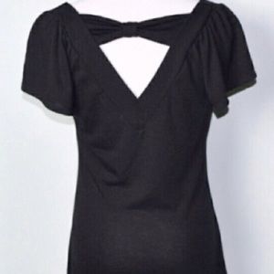 BLU HEAVEN Boho Cutout Back Short Sleeve Rayon Black Size Medium